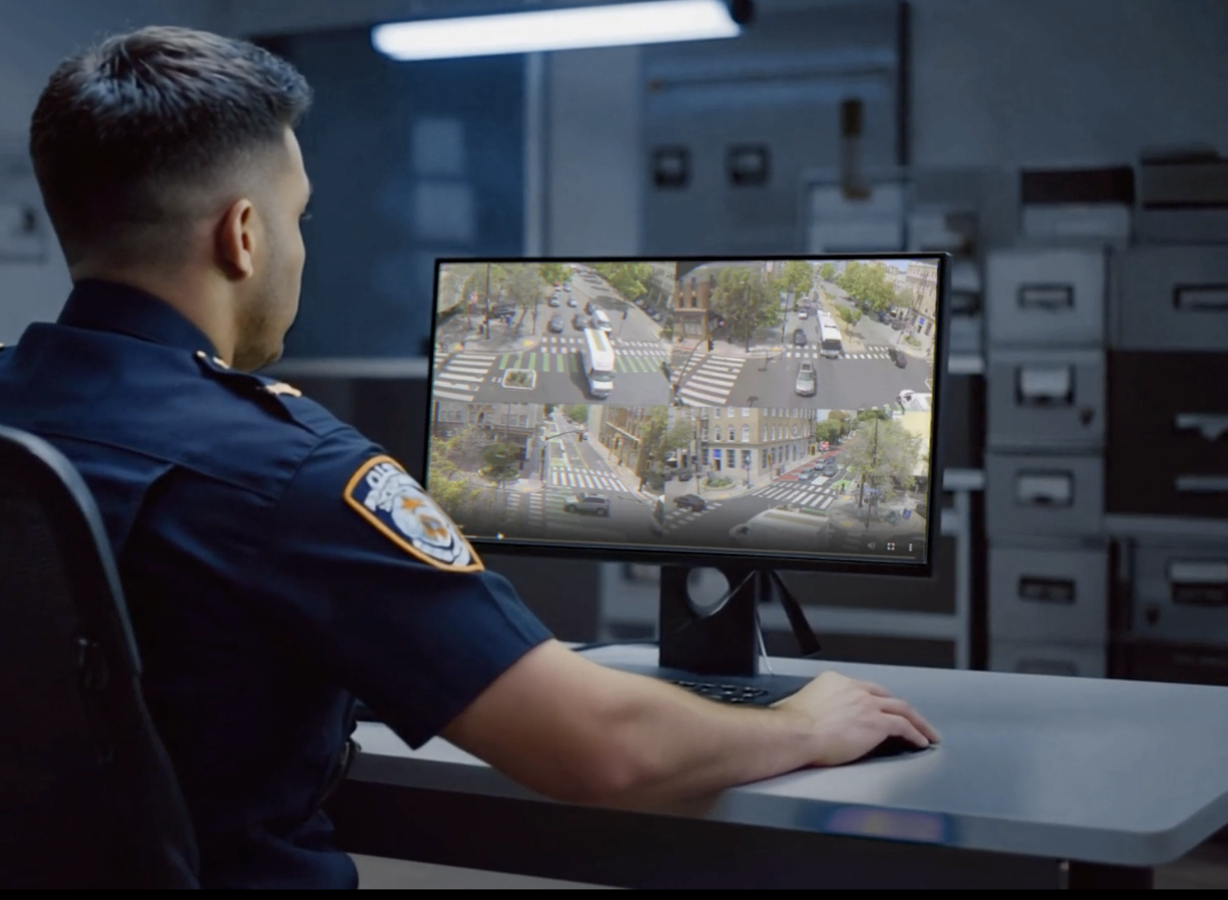 Officer reviewing NoTraffic Mobility OS dashboard